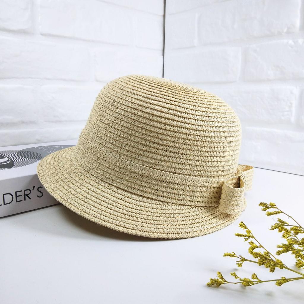 Front big and back small bow straw hat women's spring and summer new fashionable versatile face small travel sunshade sun hat