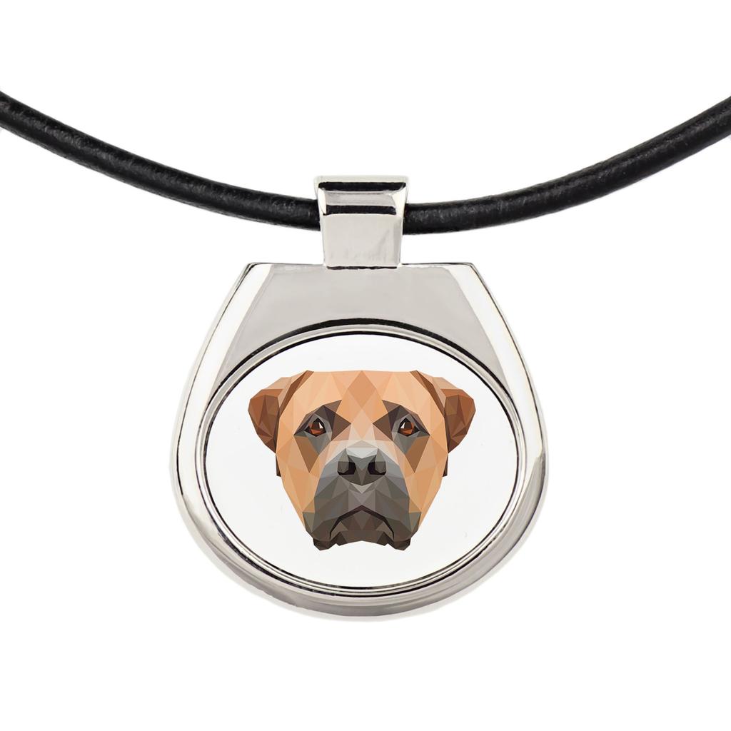 Bullmastiff, Bulmastif -Naszyjnik Ze Zdjęciem I Napisem Geometryczny Marki Art-Dog