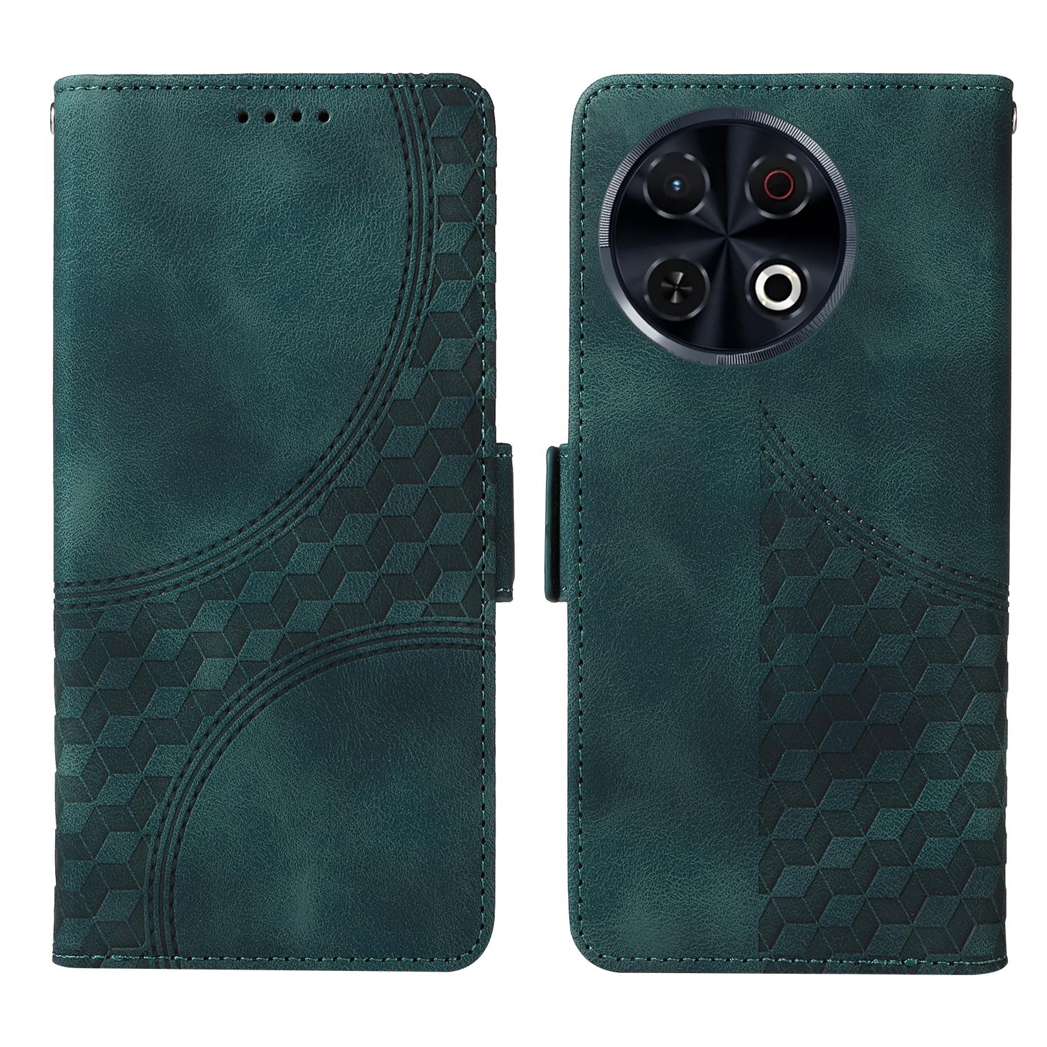 

For TECNO Spark 30 Pro 4G Case PU Leather Phone Cover Rhombus Starry Imprinted Green