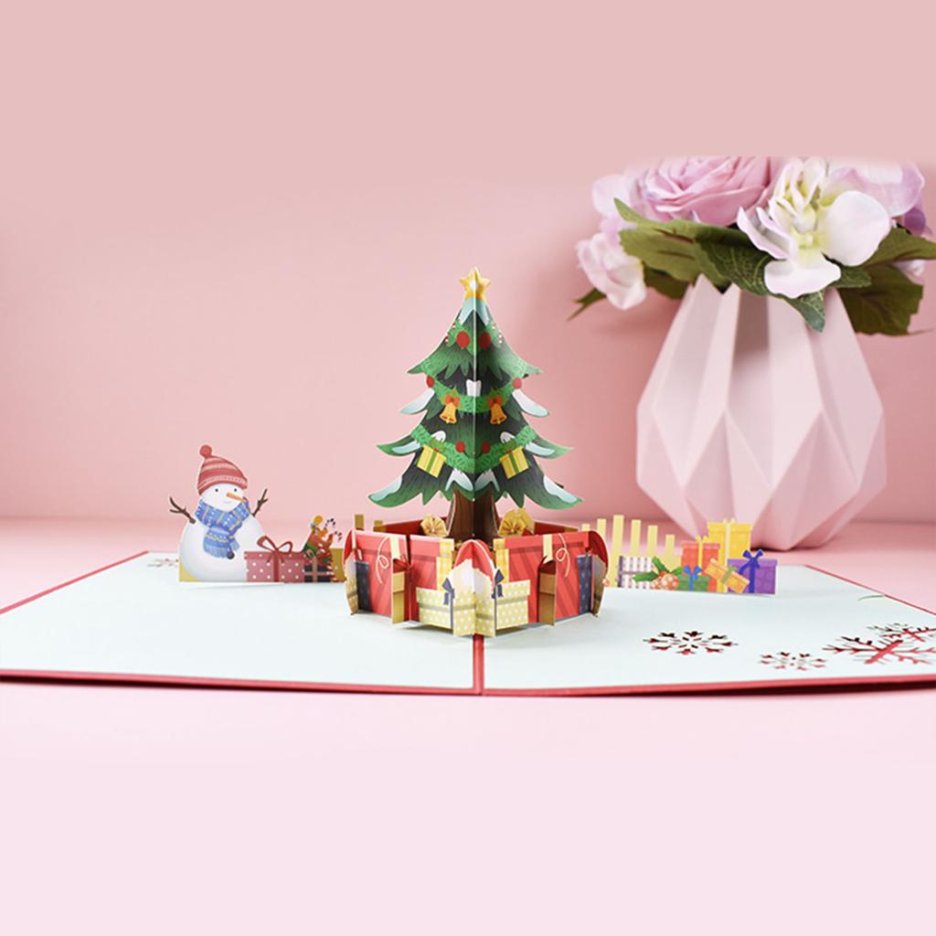 Pop-UP Paper Greeting Cards Postcards Christmas Pop-UP Cards 2 Styles for Birthday Christmas Party Wedding Decoration