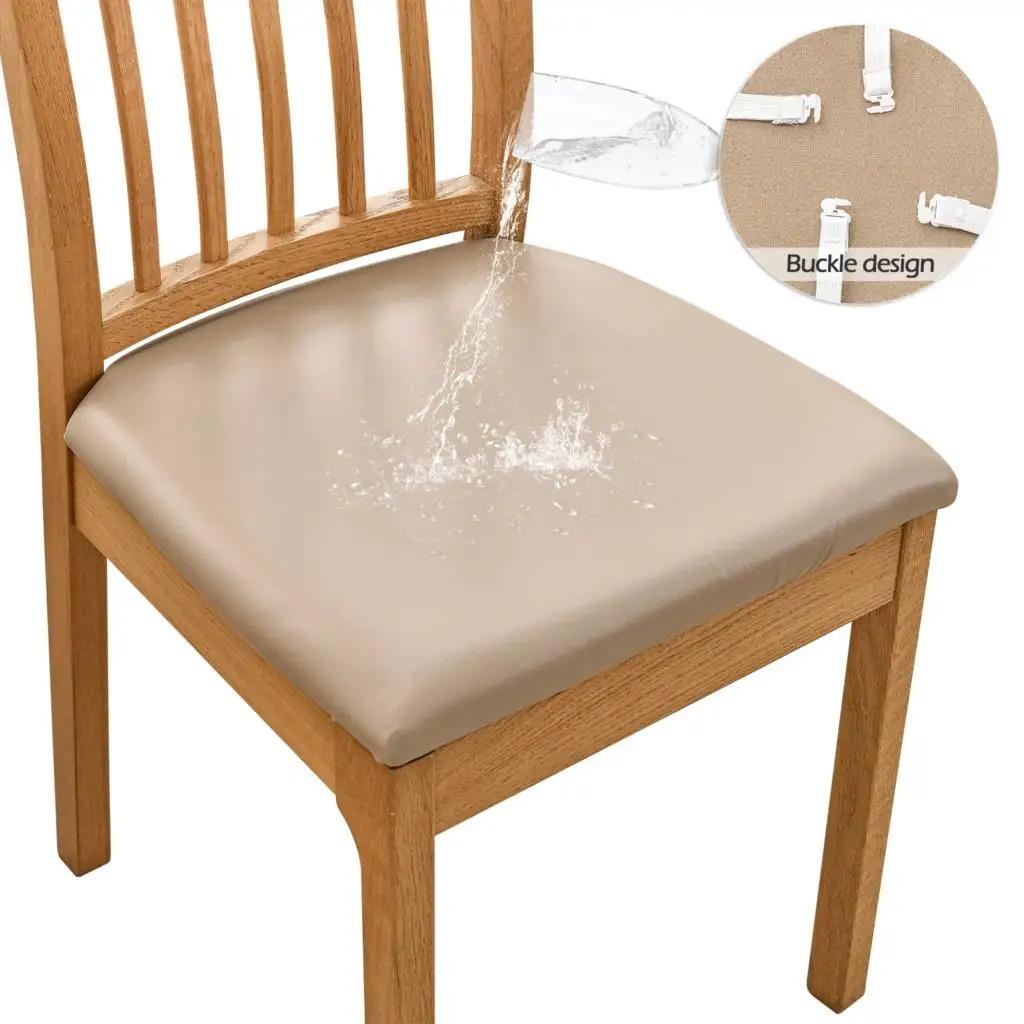 PU Waterproof Chair Cushion Cover For Kitchen Dining Room Leather Seat Cover Dining Room Chair Seat Cushion Cover