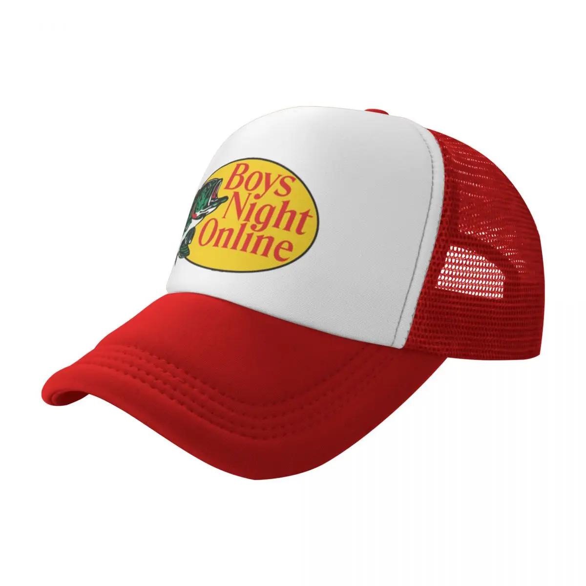 New BNO Boys Night Online Bass Pro Fishing Printing Mesh Baseball Cap Unisexs Highend Snapback Caps  New Sunscreen Hat One Size