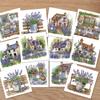 12Pcs Flower Animal DIY Diamond Art Painting Greeting Card Kit with Envelopes for Beginner Adult Birthday Holiday Blessing