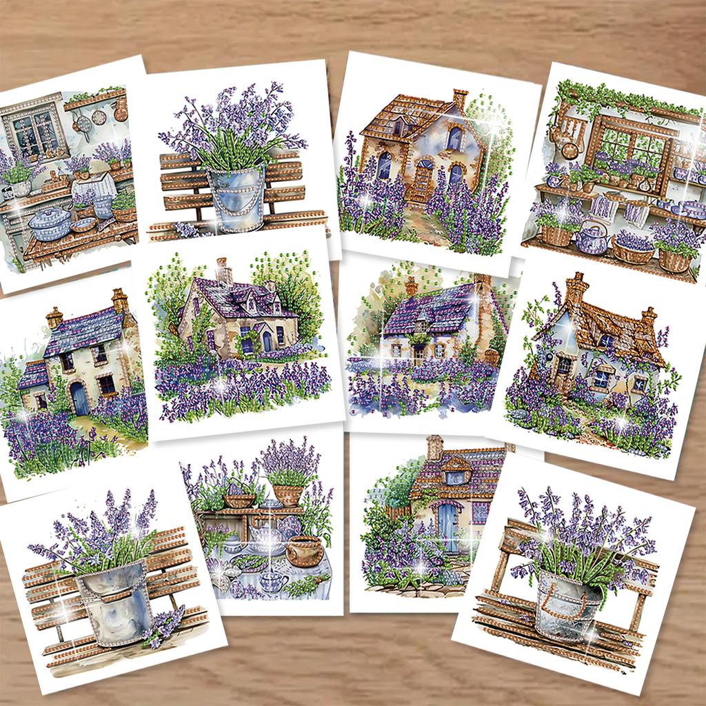 12Pcs Flower Animal DIY Diamond Art Painting Greeting Card Kit with Envelopes for Beginner Adult Birthday Holiday Blessing