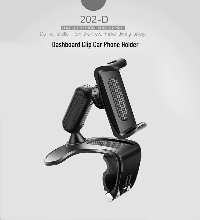 Rotating Rearview Mirror Phone Mount with Dashboard Clip