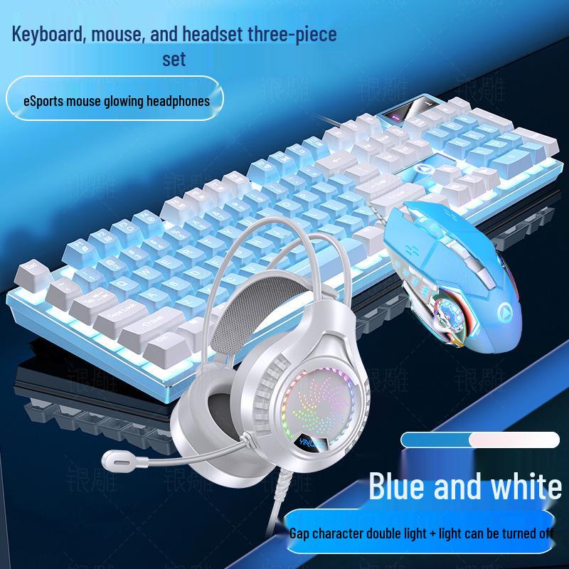 Silberne Skulptur K500 USB-Kabeltastatur & Geräuscharmes Gaming-Maus-Set