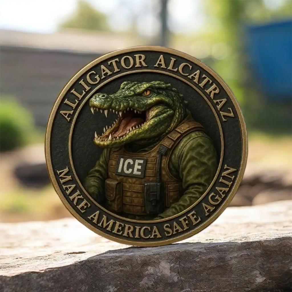 Alligator Alcatraz Collectible Coin Novelty 2025 Alligator Alcatraz Merch Alligator Alcatraz Challenge Coin Gifts Decorative