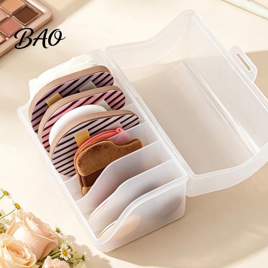Makeup Sponge Holder Powder Puff Storage Box, Flip-top Lid Transparent Holder, Stackable Vanity Organizer Cosmetic Case for Dressing Table And Travel