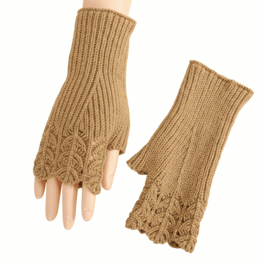 Knitted Fingerless Glove Elegant Lace Thermal Gloves Comfort Fit Lengthen Mittens Keep Warm