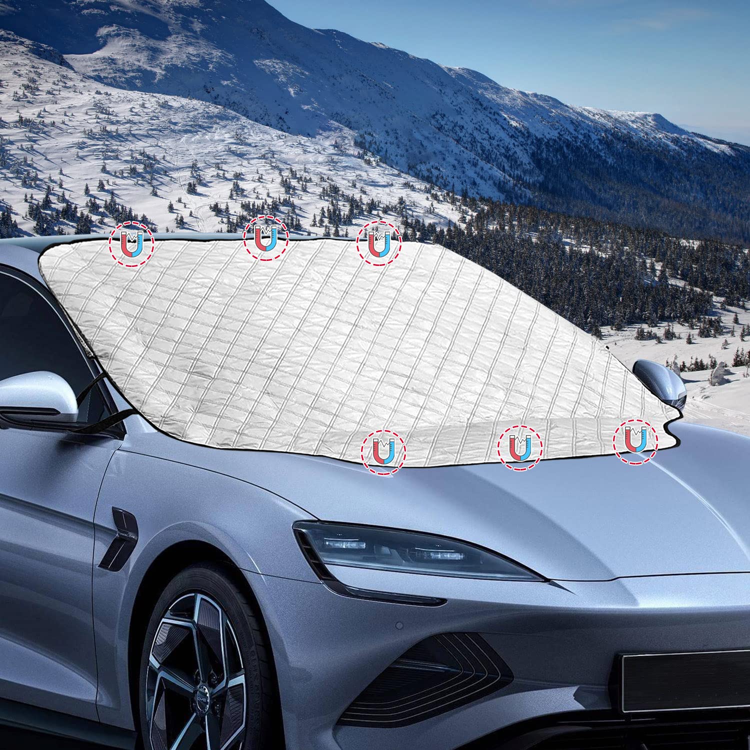 

Chisafly Car Front Car 5 Protects Against and Leaf Suitable for All Universal Size M Cover, Sunshade, Thick, 5-Layer Construction, Water-Repellent,