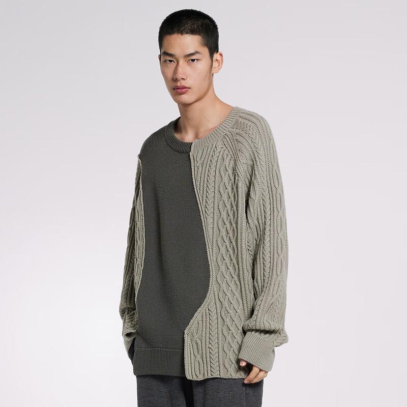 Men's Loose Fit Color Block Round Neck Long Sleeve Sweater