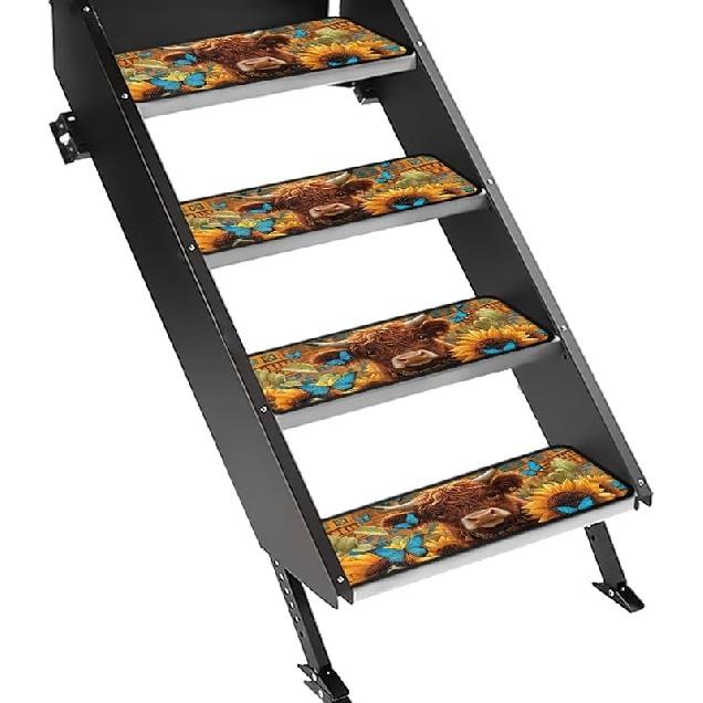 Purple Palm RV Step Covers RV Stair Covers RV Accessories, Non Slip Camper Step Covers, RV Step Rug, Waterproof Essential RV Step Carpet for Trailer