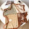 Elegant Women's Silk Scarf: Small, Imitation Silk, Spring & Autumn Neck Warmer, Japanese Style, Square Design.