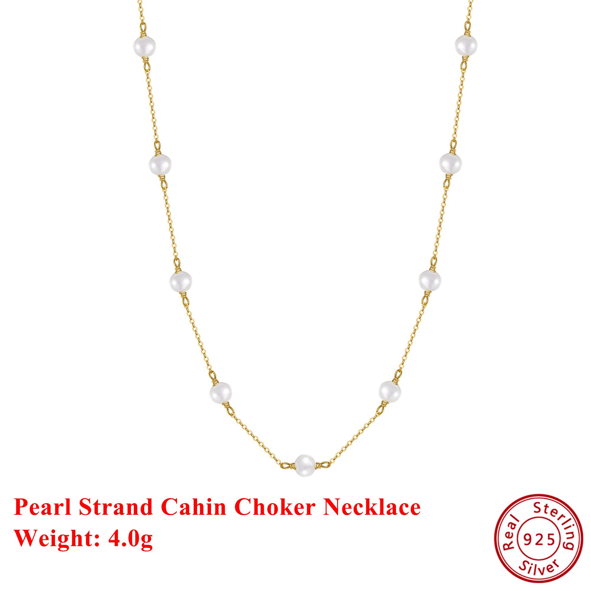 

EFFIE QUEEN Natural Pearl 925 Sterling Silver Bead Necklace Design Classic Choker Necklace Banquet Wedding Women s Jewelry GPN19