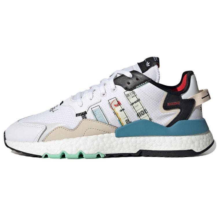 Adidas Originals Nite Jogger Fabric Versatile Trendy Shock Absorbing Non-Slip Durable Low-Top Lifestyle Casual Shoes Unisex Sneakers White GW4229
