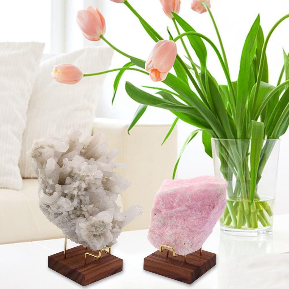 Walnut Base Ores Agate Rocks Home Decoraition Display Holder Mineral Stand Wood Support Base Rack