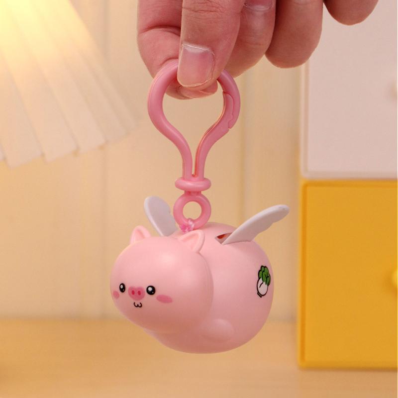 Creative Cartoon Capybara Pig Wings Pull String Keychain Elastic Retractable Cord Keychain Telescopic Hanging Rope Gifts