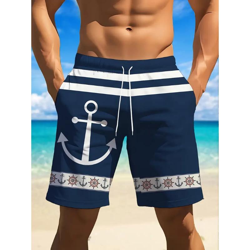 Nuova Moda Ancora Fantasia Pantaloncini da Spiaggia da Uomo Tendenza Estate Stampa 3D Costume da Bagno Largo Coulisse Streetwear Y2k Pantaloni Corti