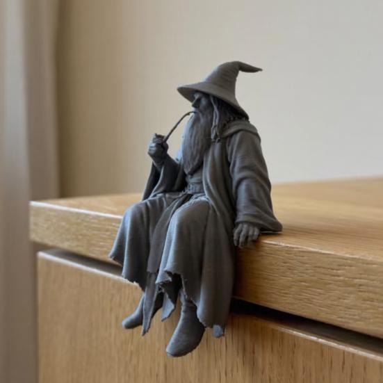 3D Printed Wizard Figurine, Small Wizard Shelf Sitter, Collectible Desktop Ornament for Bookshelves, Desks, TV Cabinets, Home Decor