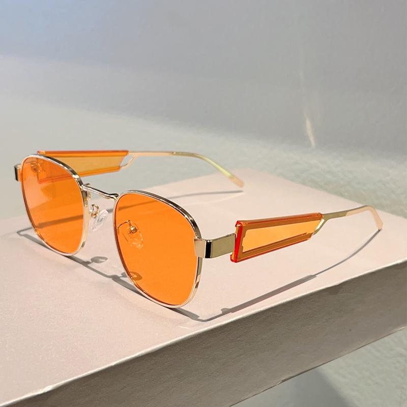 Vintage Round Sunglasses Women New in Fashion Solid Color Casual Shades Trendy Luxury Brand Design Decor Sun Glasses