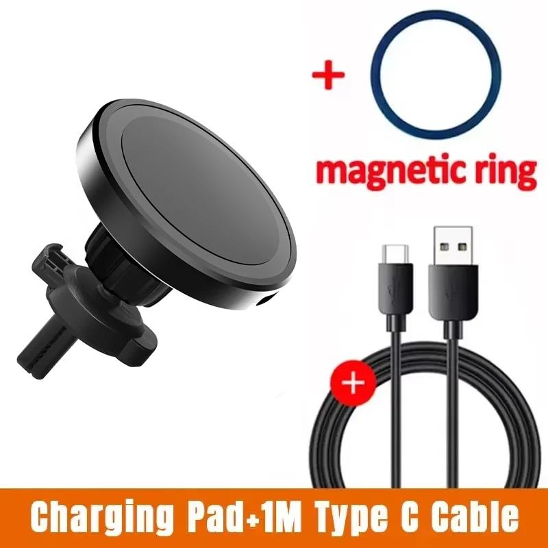 30W Magnetic Car Wireless Charger Air Vent Clip Phone Holder Bracket For iPhone 17 16 15 14 Pro Max Type C Fast Charging Stand
