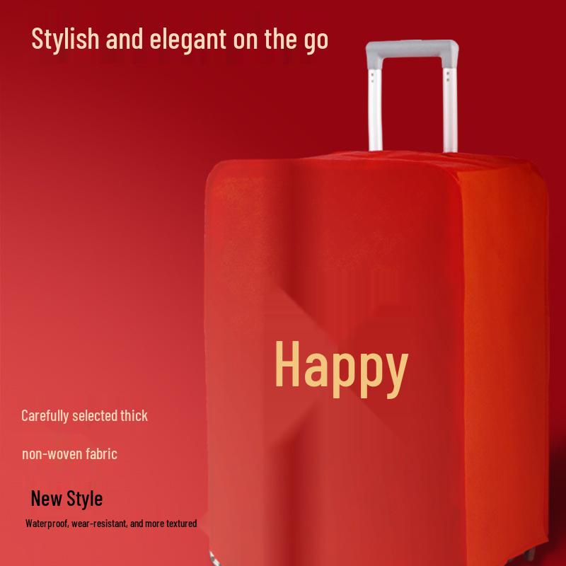 Red Double Happiness Wedding Suitcase Cover: Protective Leather Dust Bag for Luggage