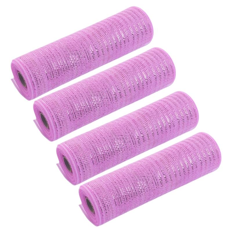 4 Rolls Durable Plastic Mesh Ribbon for Christmas Tree Decoration Perfect for DIY Projects and Festival Home Decors
