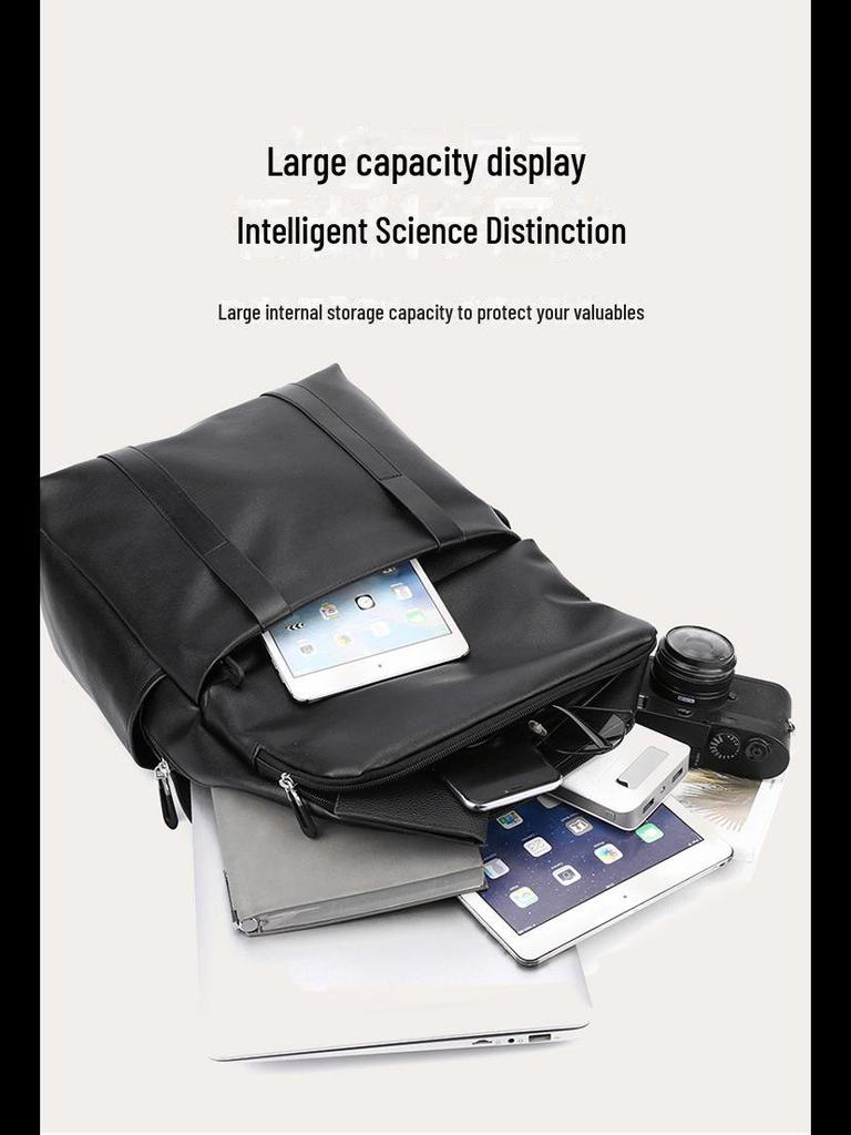 Men's Trendy Large Capacity PU Backpack for Travel and Commute