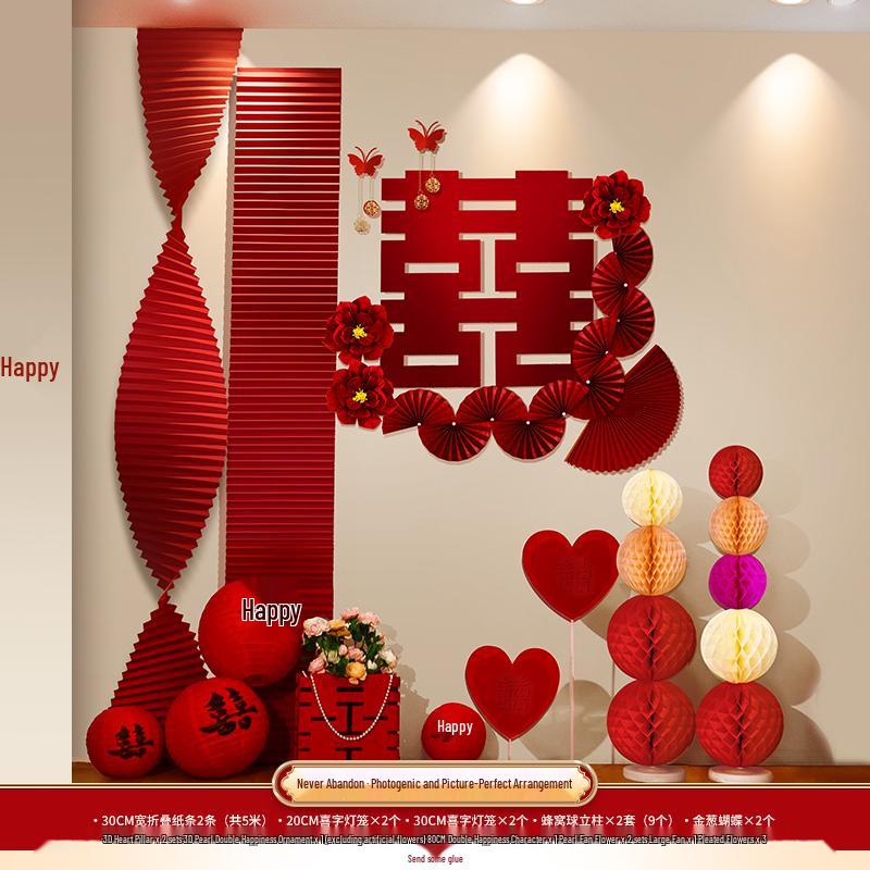 Wedding Room Decoration Set with Heart Balloons, for Bride and Groom, Master Bedroom or Hotel Suite