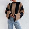 Sweater for Women Winter Thickened Pullover Round Neck Stripes Knitted Stretchy Long Sleeve Oversize Jumper Sweater Tops