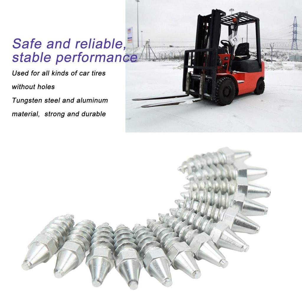 50 Snow Tire Spikes, Wheel Tire Studs, Anti-Slip, Strong Grip, for Loaders, Skids, Steers, Tractors, Forklifts, and Motorcycles