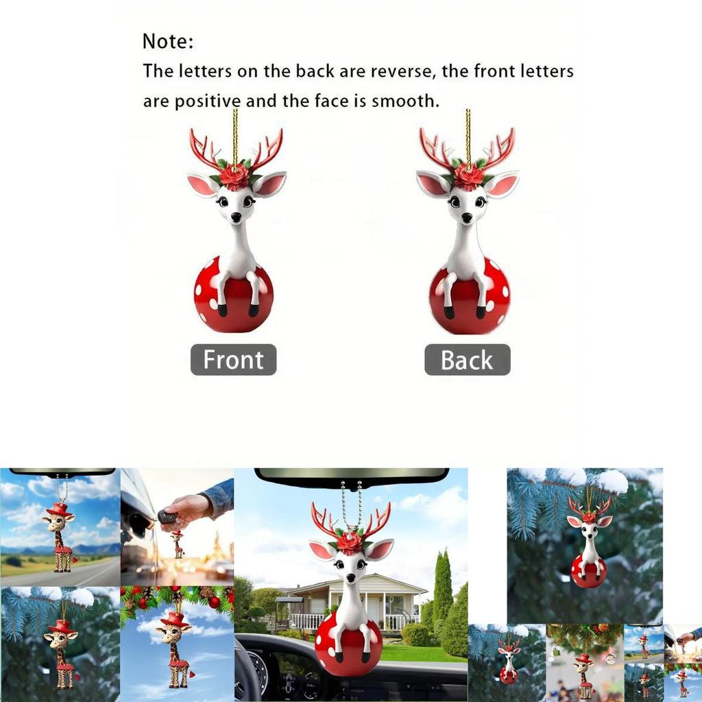 Adorable Cartoon Deer Car Hanging Ornament Made Of Durable Acrylic For Stylish Decor