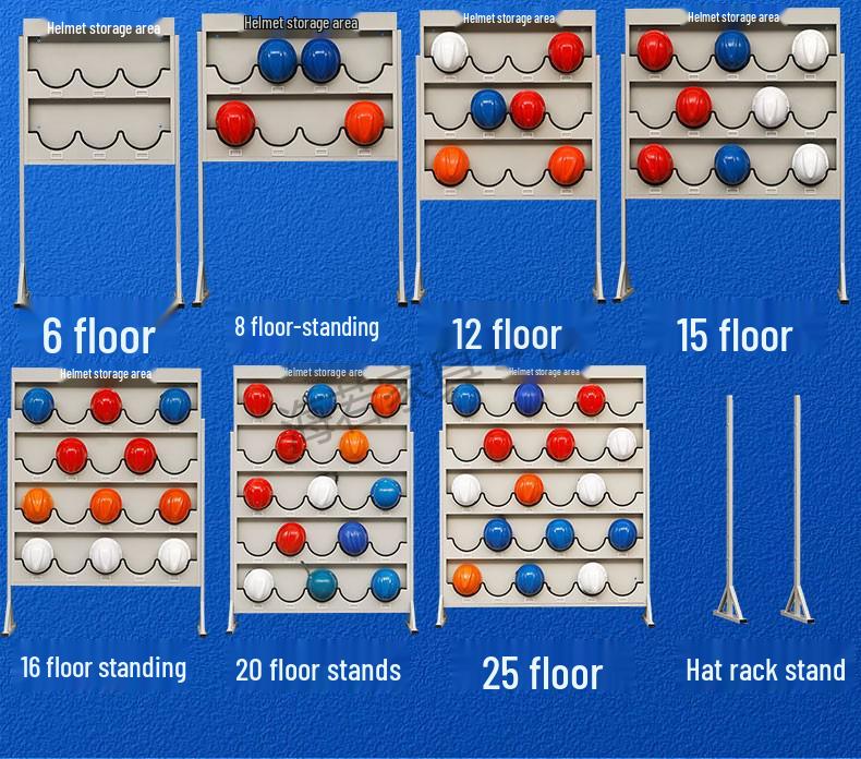 Wall-Mounted & Floor-Standing Safety Helmet Storage Display Rack