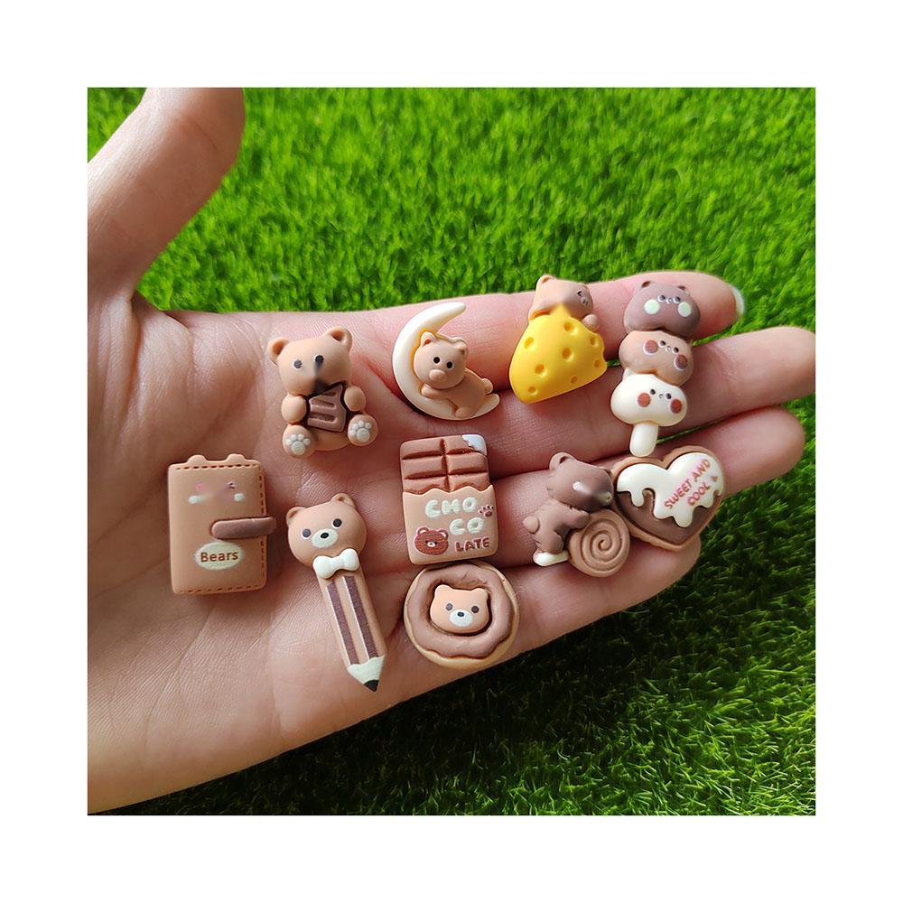 Cartoon Brown Series Bear Pencil Stationery Resin Cabochons Accessories Kawaii Crafts Diy Mobile Phone Case