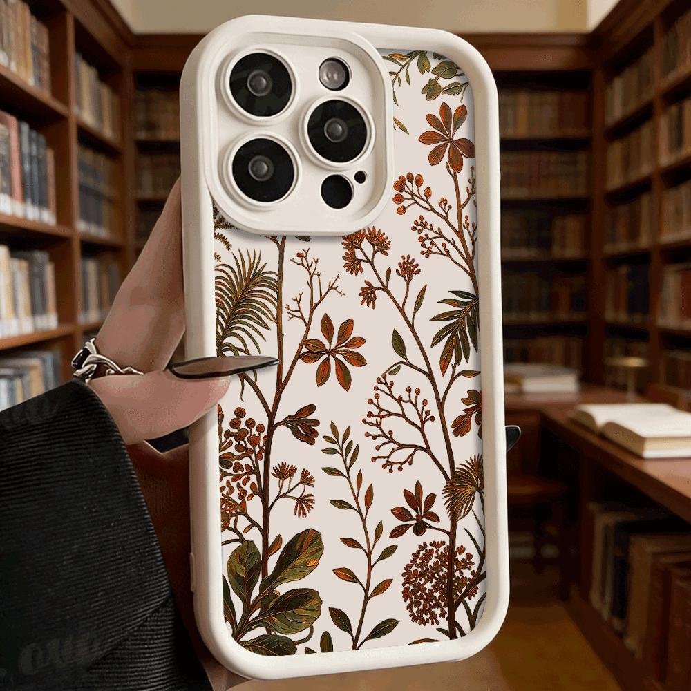 Autumn Botanical Leaves Pattern Phone Case for iPhone 17 16 15 14 13 12 11 Pro Max Plus Anti Scratch, Gel Flexible Protective