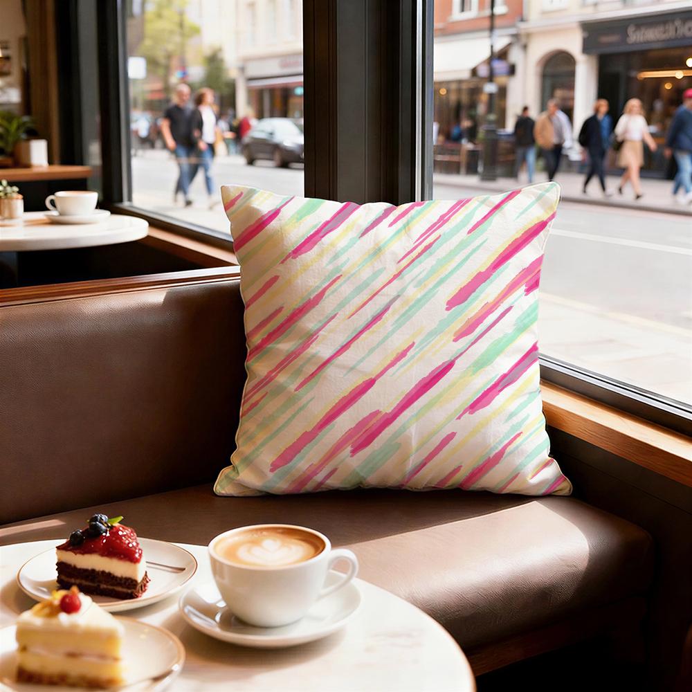 Stripes intersecting Cushion Cover Set of Decorative Short Plush Pillow Covers for Sofa Soft Cushion Case x cm