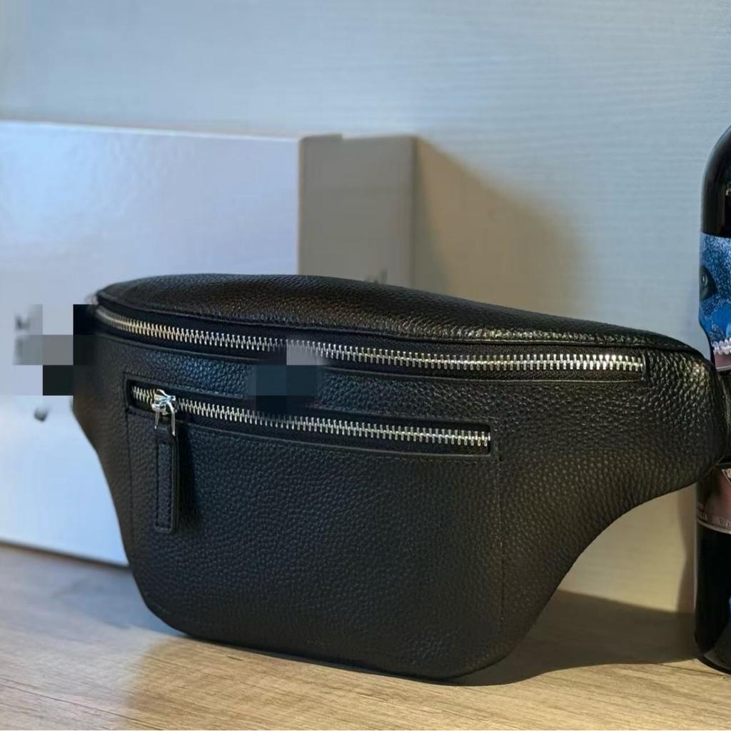 Neue Leder Bauchtasche für Herren, Brusttasche aus Lammleder, erste Schicht, Sport-Lauf-Handytasche, wasserdichte Ledertasche, lässige Umhängetasche.