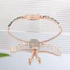 Fashion green leaf thin belt with diamond malachite green round women's watch pull adjustment chain list women's quartz watch