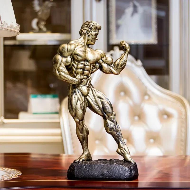 Fitness Muscle Man Sets Up Bodybuilding Sports Competition Trophies Boxing Figures Statues Sculptures Gym Decorations Gift