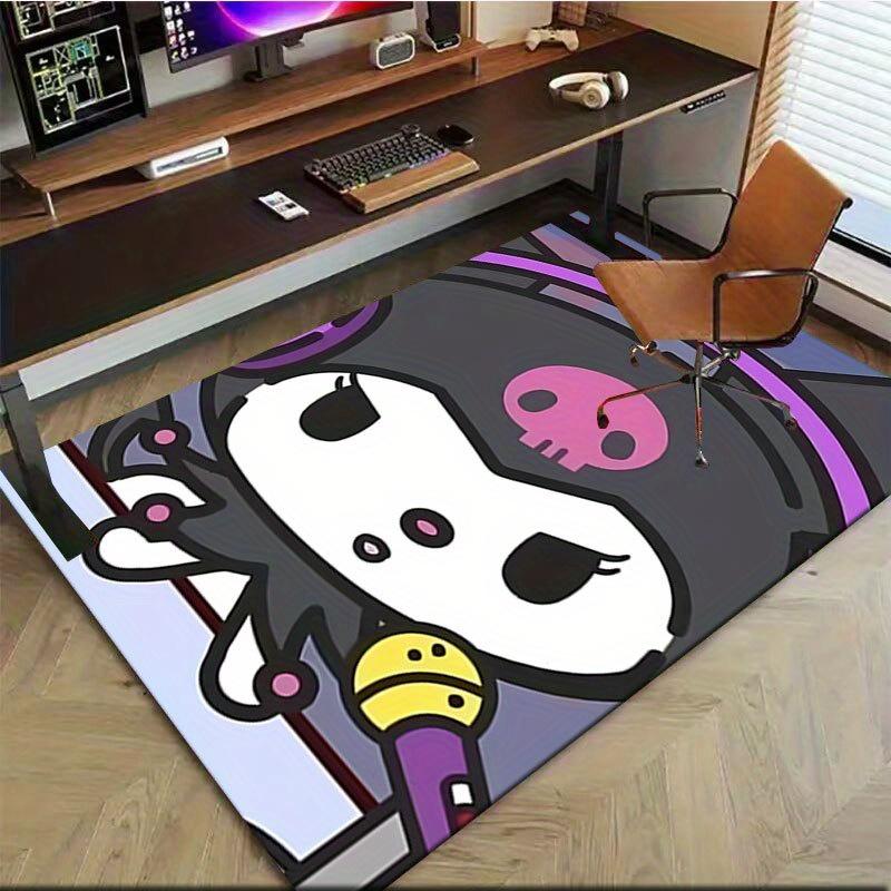 1pc Sanrio Kuromi Mermaid Printed Office Carpet Rectangle Rug Under The Table,Perfect Room Decor for Living Room, Bedroom, Kitchen, Non-slip Floor Mat