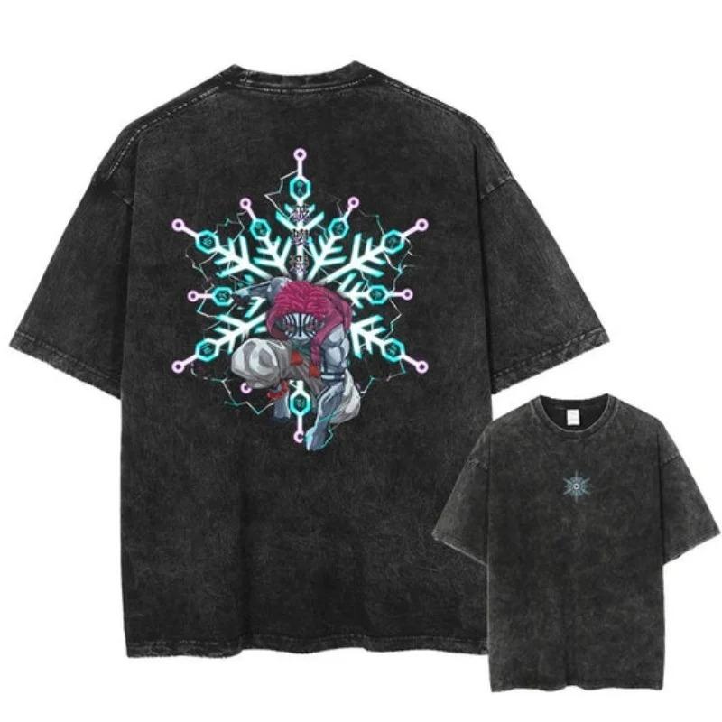 2026 Anime Demon Slayer Maglietta Lavata Retrò Uomo e Donna Estiva Morbida Traspirante Moda Top Streetwear Maglietta Gadget