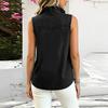 Women’s Sleeveless Denim Top with Lace Trim Ruffle Collar Button Front Casual Loose Fit Vest Blouse for Everyday Wear