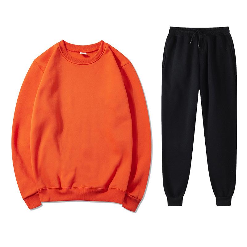 Unisex Autumn/Winter Fleece Sweatshirt & Sweatpants Set: Casual, Loose Fit