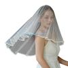 HX6F Luxurious Pearls Decors Bridal Veils Headpiece Soft Sheer Seethrough Tulle Veils For Wedding Event Photography Accessories