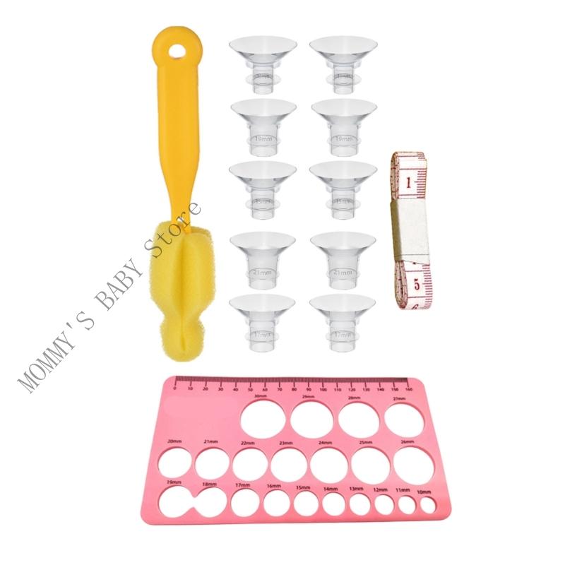 

H3CD Adjustable Breast Flange Inserts 13mm to 21mm Silicone Adapter Converter with Ruler for Optimal Milk Expression