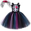 Halloween Kids Dress Cosplay Heart Print Skeleton Costumes Girls Floral Skull Tutu Children