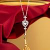 Collier Sceptre Cœur en Argent Sterling Star City - Pendentif de Luxe Léger pour Femme avec Détails Micro-Sertis sur Chaîne Claviculaire