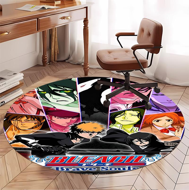 BLEACH Pattern Round Rug, Indoor/Outdoor Mat, for Picnic, Gameroom, Bedroom, Office, Living Room, Home Decor Carpet, Birthday Gift
