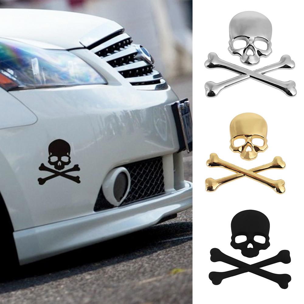 1 PC NEW Fresh 3D Skull Skeleton Metal Crossbones Car Label Skull Label Car Emblem Styling Stickers Accessories