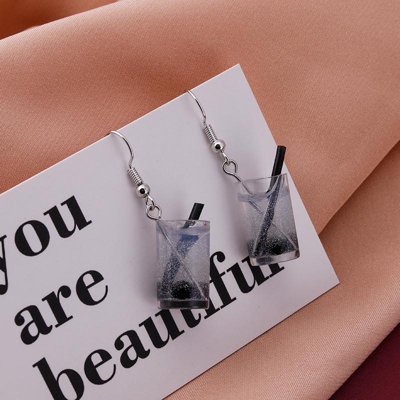 Fashion Resin 3D Drink Cup Drop Earrings for Women Girl Beer Milk Tea Ice Cream Dangle Earrings Jewelry Gift